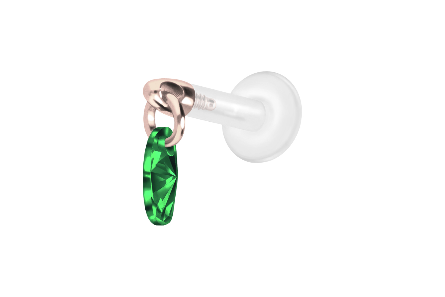 PTFE Labret Piercing mit Innengewinde + Titan-Aufsatz KRISTALLOVAL